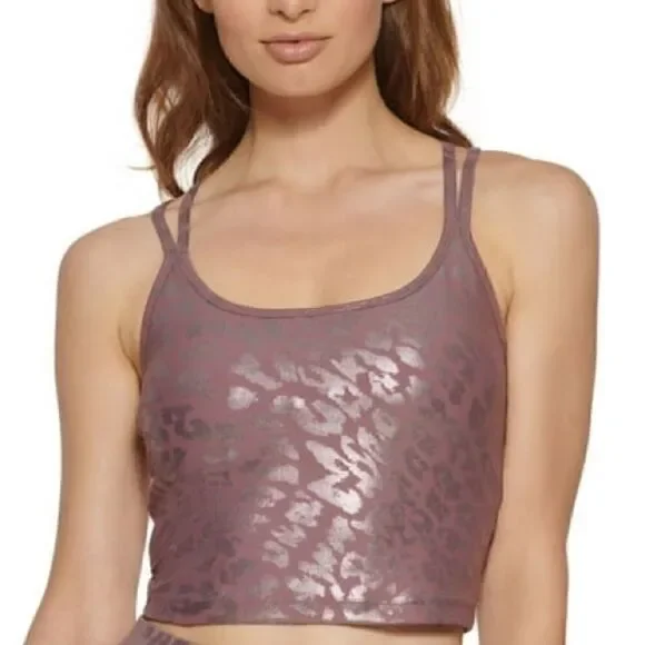 Calvin Klein Performance Print Strappy Back Scoop Neck Crop Top Sportsbra Sz XL - Picture 10 of 10